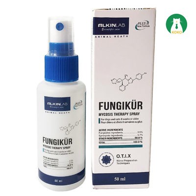 Thuốc xịt Alkin Fungikur 50 ml - Đặc trị nấm, viêm da có mủ dành cho chó, mèo, thú cưng